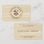 Carte De Visite Moderne apparence de grain de bois logo de charpen (Devant / Derrière)