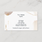 Carte De Visite Moderne aquarelle avec signature et éléments dorés (Dos)