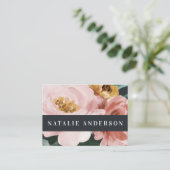 Carte De Visite Moderne aquarelle fleurie et feuillage élégant (Debout devant)