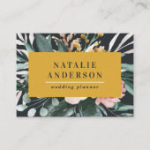 Carte De Visite Moderne aquarelle fleurie et feuillage élégant (Devant)