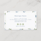 Carte De Visite Moderne aquarelle floral bleu vert professionnel (Dos)