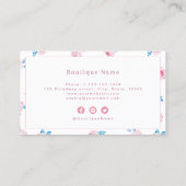 Carte De Visite Moderne aquarelle florale bleu rose (Dos)