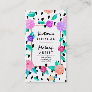 Carte De Visite Moderne aquarelle florale brosse à pinceau Artiste