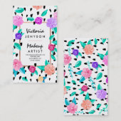 Carte De Visite Moderne aquarelle florale brosse à pinceau Artiste (Devant / Derrière)