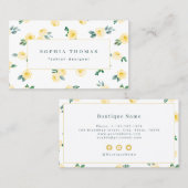 Carte De Visite Moderne aquarelle jaune floral professionnel (Devant / Derrière)
