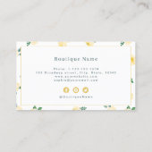 Carte De Visite Moderne aquarelle jaune floral professionnel (Dos)