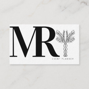 Carte De Visite Moderne Arbre Palmier Noir Et Blanc Monochrome Gra