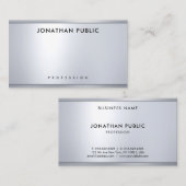 Carte De Visite Moderne Argent Métal Simple Élégant Modèle (Devant / Derrière)