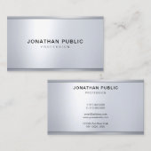 Carte De Visite Moderne Argent métallique Look Cool simple Modèle (Devant / Derrière)