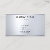 Carte De Visite Moderne Argent métallique Look Cool simple Modèle (Dos)