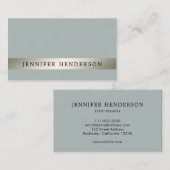 Carte De Visite Moderne argenté rayé bleu poussiéreux professionne (Devant / Derrière)