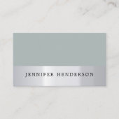 Carte De Visite Moderne argenté rayé bleu poussiéreux professionne (Devant)