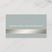 Carte De Visite Moderne argenté rayé bleu poussiéreux professionne (Devant)