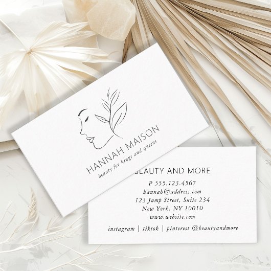 Carte De Visite Moderne, Art Line, Femme, Feuilleté, Salon, Blanc