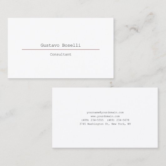 Carte De Visite Moderne Attractif Professionnel Simple Blanc clair (Devant / Derrière)