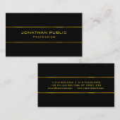 Carte De Visite Moderne Attractif Top Modèle Élégant Black Gold (Devant / Derrière)