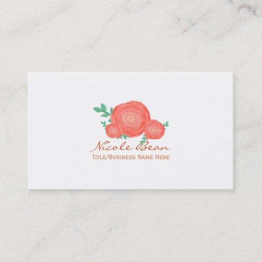 Carte de visite moderne aux fleurs orange peintes (Devant)