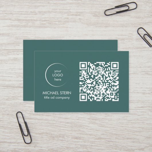 Carte de visite moderne avec code QR (Devant/Arrière en situation)