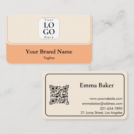 Carte de visite moderne avec code QR à la crème de (Devant / Derrière)