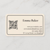 Carte de visite moderne avec code QR à la crème de (Dos)