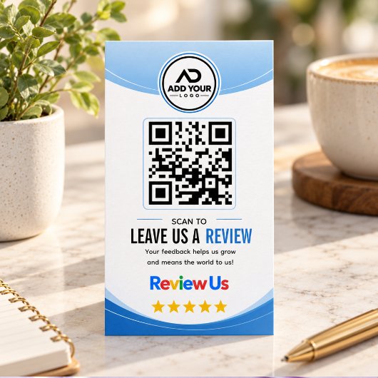 Carte de visite moderne avec code QR et vagues ble