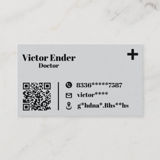 Carte de visite moderne avec code QR - Gris & (Dos)