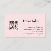 Carte de visite moderne avec code QR rose corail (Dos)