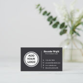 Carte de visite moderne avec logo gris charbon (Debout devant)