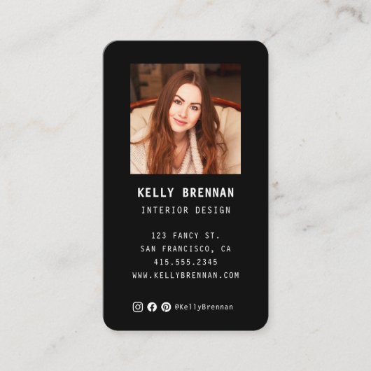 Carte de visite moderne avec photo et médias socia (Devant)