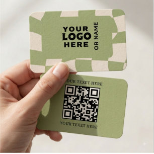 Carte de visite moderne avec QR Code Vert minima