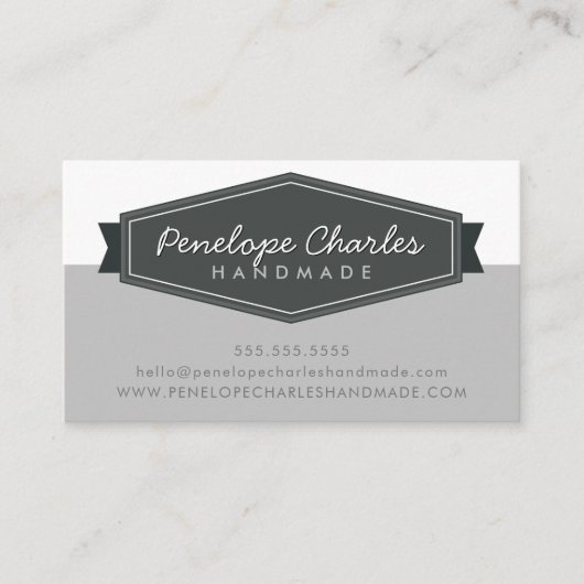 Carte De Visite MODERNE BADGE LOGO rétro gris clair gris foncé (Devant)