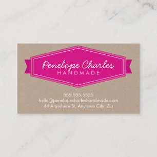 Carte De Visite MODERNE BADGE LOGO vert vif éco rose Kraft