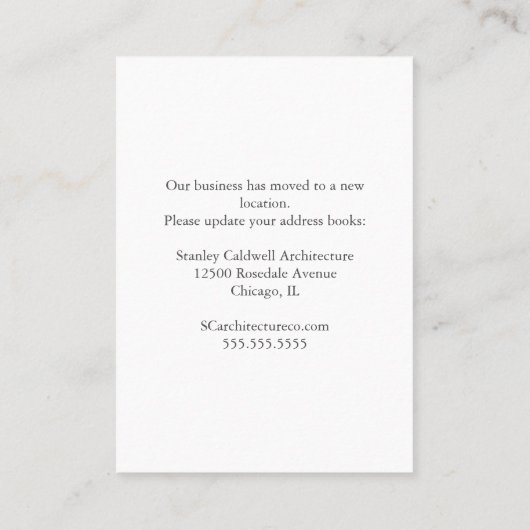 Carte De Visite Moderne Bâtiment Vertical Personnalisé Déplacement (Dos)