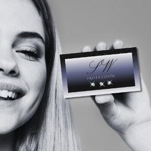 Carte De Visite Moderne Black Blue Gradient Bijoux étincelants Mon