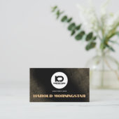 Carte De Visite Moderne Black et Gold Stone Qr et logo (Debout devant)