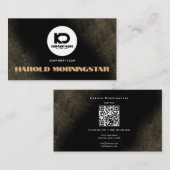 Carte De Visite Moderne Black et Gold Stone Qr et logo (Devant / Derrière)