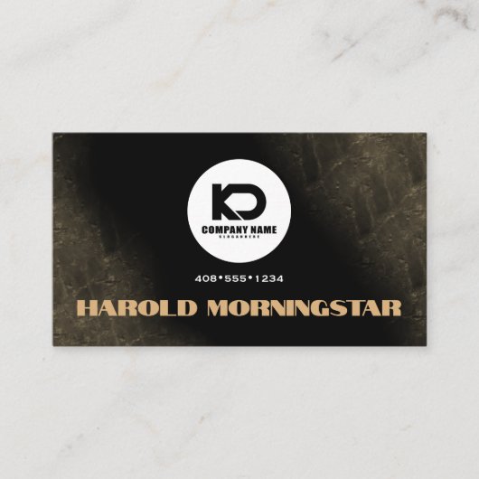 Carte De Visite Moderne Black et Gold Stone Qr et logo (Devant)