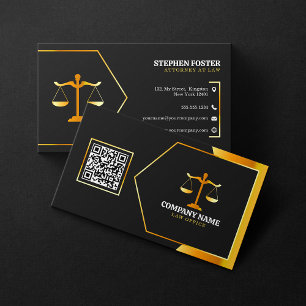 Carte De Visite Moderne Black, Gold Law Office Justice Scale Avoca
