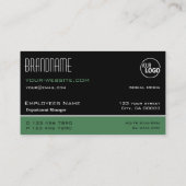 Carte De Visite Moderne Black Green Blanc Simple Design avec logo (Dos)