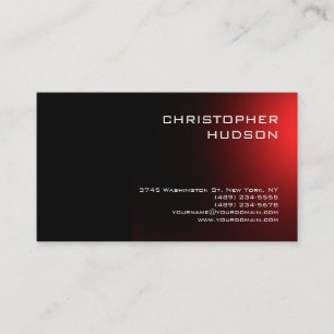 Carte de visite moderne Black Red Plain