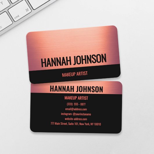 Carte de visite moderne Black & Rose Gold