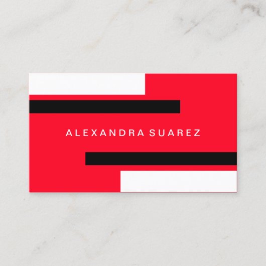 Carte De Visite Moderne Black Stripes Professionnel Rouge (Devant)