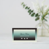 Carte De Visite Moderne Black Turquoise Gradient Bijoux étincelant (Debout devant)