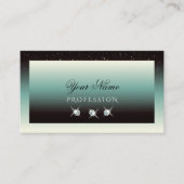 Carte De Visite Moderne Black Turquoise Gradient Bijoux étincelant (Devant)