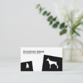 Carte De Visite Moderne Black & White Doberman Pet Dog Walking (Debout devant)