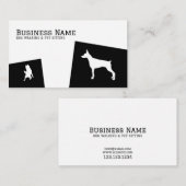 Carte De Visite Moderne Black & White Doberman Pet Dog Walking (Devant / Derrière)