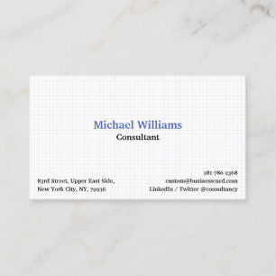 Carte De Visite Moderne Blanc Bleu Tendance Damier Motif Géométriq