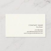 Carte De Visite Moderne Blanc Cassé Simple (Dos)