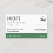 Carte De Visite Moderne blanc et vert Simple élégant avec logo (Dos)