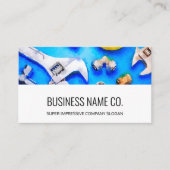 Carte de visite moderne - Blanc industriel / Bleu (Devant)